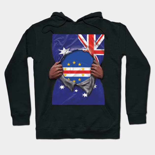 Cape Verde Flag Australian Flag Ripped - Gift for Cape Verdean From Cape Verde Hoodie by Country Flags